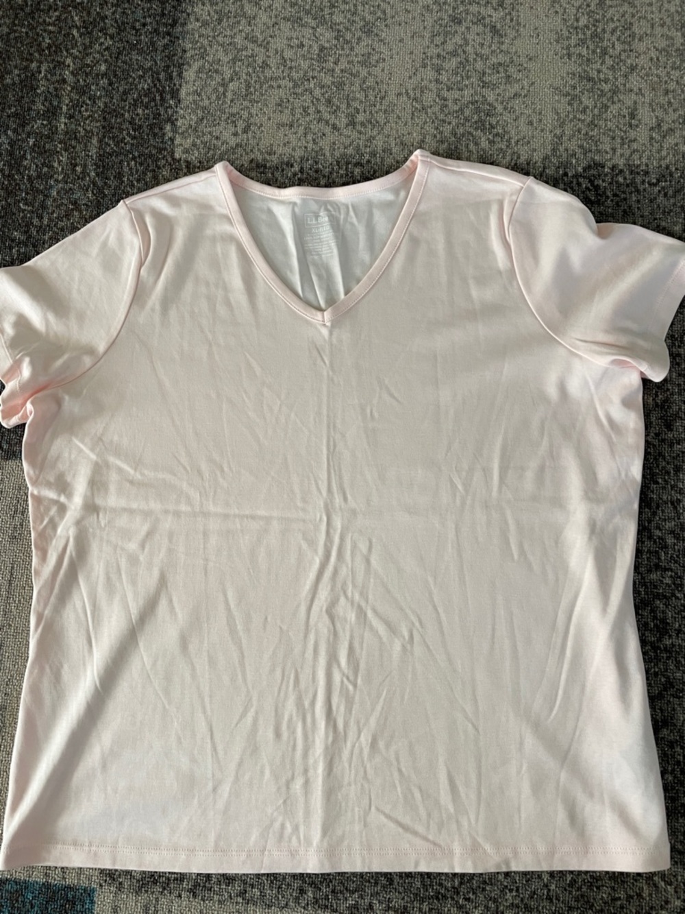 L.L. Bean Light Pink V-Neck Short Sleeve Tee